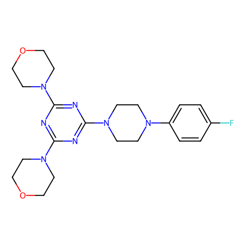 2-[4-(4-Fluorophenyl)-1-piperazinyl]-4,6-di-4-morpholinyl-1,3,5-triazine structure