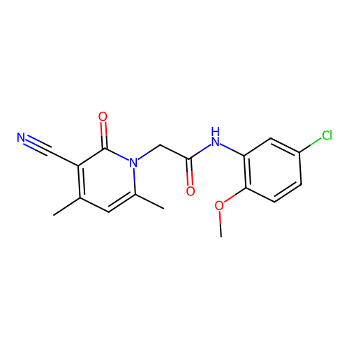 N-(5-chloro-2-methoxyphenyl)-2-(3-cyano-4,6-dimethyl-2-oxopyridin-1-yl)acetamide structure