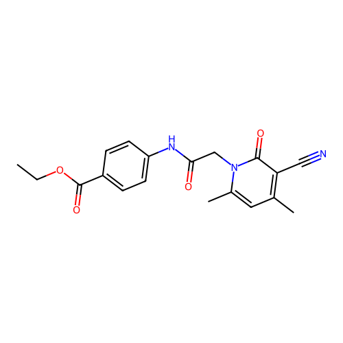 Ethyl 4-[[2-(3-cyano-4,6-dimethyl-2-oxopyridin-1-yl)acetyl]amino]benzoate structure