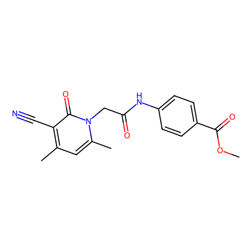 Methyl 4-[[2-(3-cyano-4,6-dimethyl-2-oxopyridin-1-yl)acetyl]amino]benzoate structure