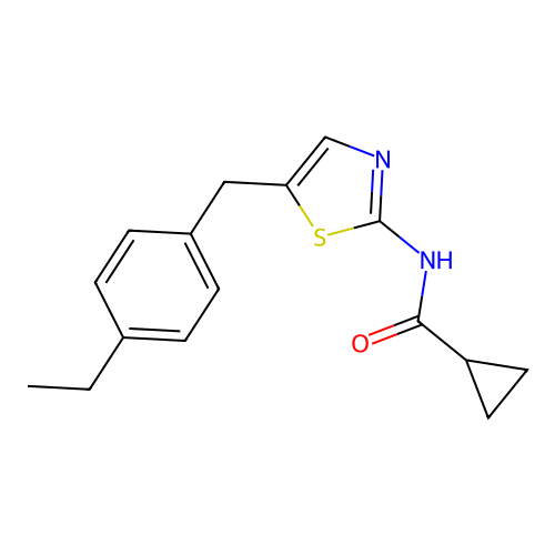 N-[5-(4-ethylbenzyl)-1,3-thiazol-2-yl]cyclopropanecarboxamide structure