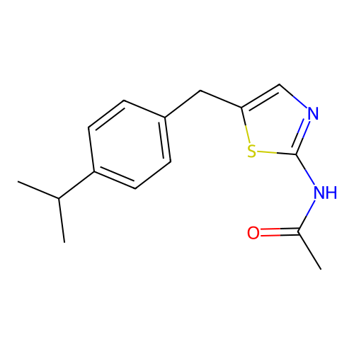 N-[5-[(4-propan-2-ylphenyl)methyl]-1,3-thiazol-2-yl]acetamide structure