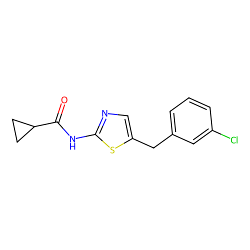 N-[5-(3-chlorobenzyl)-1,3-thiazol-2-yl]cyclopropanecarboxamide structure