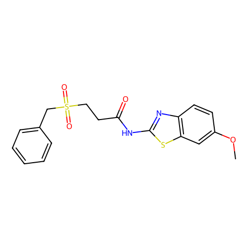 3-(benzylsulfonyl)-N-(6-methoxy-1,3-benzothiazol-2-yl)propanamide structure