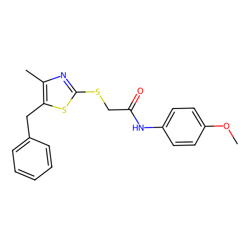 2-[(5-benzyl-4-methyl-1,3-thiazol-2-yl)sulfanyl]-N-(4-methoxyphenyl)acetamide structure