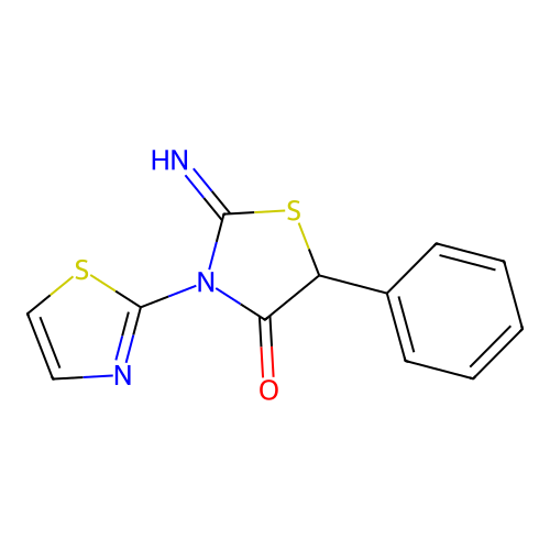 2-Imino-5-phenyl-3-(1,3-thiazol-2-yl)-1,3-thiazolidin-4-one structure