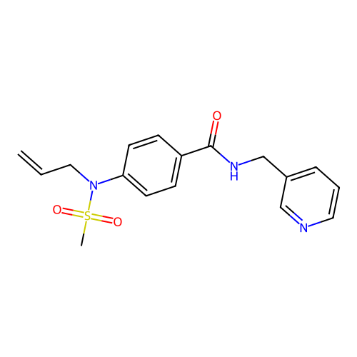 4-[methylsulfonyl(prop-2-enyl)amino]-N-(pyridin-3-ylmethyl)benzamide structure