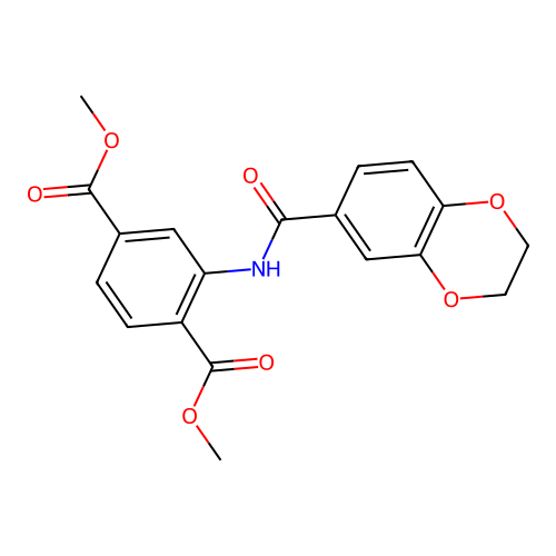 Dimethyl 2-(2,3-dihydrobenzo[b][1,4]dioxine-6-carboxamido)terephthalate structure