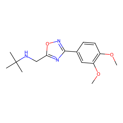 N-[[3-(3,4-dimethoxyphenyl)-1,2,4-oxadiazol-5-yl]methyl]-2-methylpropan-2-amine structure