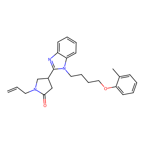 1-allyl-4-(1-(4-(o-tolyloxy)butyl)-1H-benzo[d]imidazol-2-yl)pyrrolidin-2-one structure