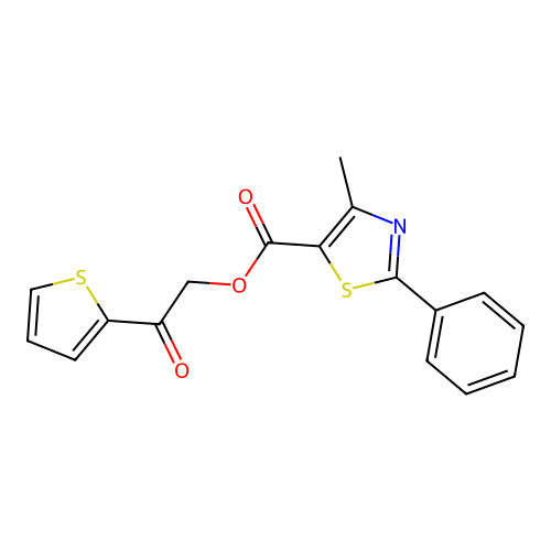 2-Oxo-2-(thiophen-2-yl)ethyl 4-methyl-2-phenylthiazole-5-carboxylate structure