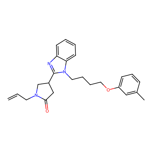 1-allyl-4-(1-(4-(m-tolyloxy)butyl)-1H-benzo[d]imidazol-2-yl)pyrrolidin-2-one structure