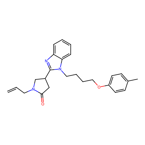 1-allyl-4-(1-(4-(p-tolyloxy)butyl)-1H-benzo[d]imidazol-2-yl)pyrrolidin-2-one structure