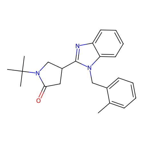 1-(tert-butyl)-4-(1-(2-methylbenzyl)-1H-benzo[d]imidazol-2-yl)pyrrolidin-2-one structure