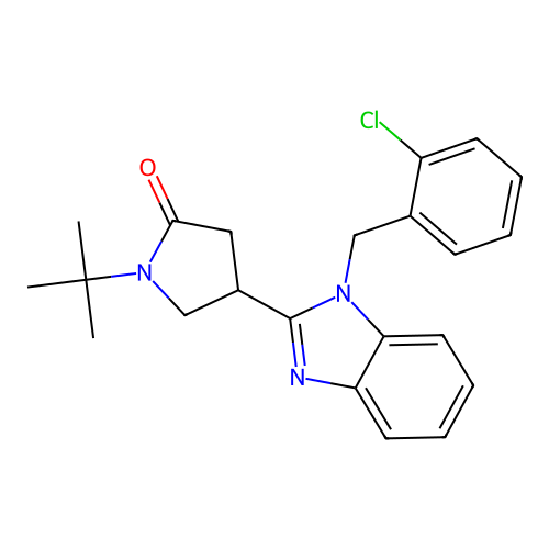 1-(tert-butyl)-4-(1-(2-chlorobenzyl)-1H-benzo[d]imidazol-2-yl)pyrrolidin-2-one structure