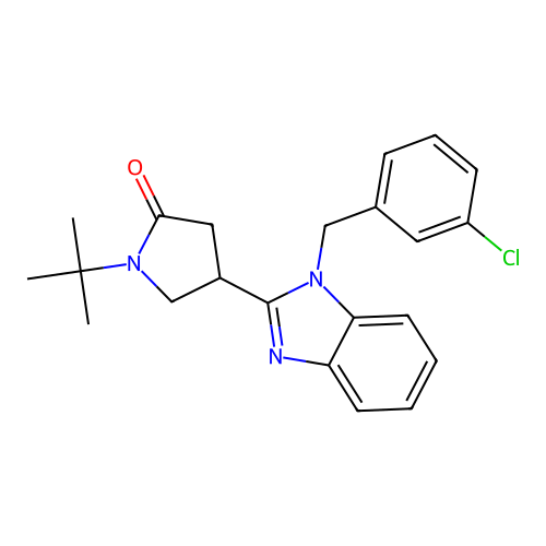 1-(tert-butyl)-4-(1-(3-chlorobenzyl)-1H-benzo[d]imidazol-2-yl)pyrrolidin-2-one structure