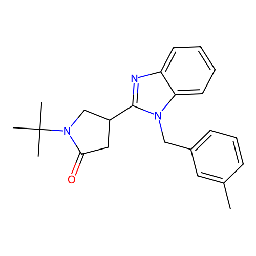 1-(tert-butyl)-4-(1-(3-methylbenzyl)-1H-benzo[d]imidazol-2-yl)pyrrolidin-2-one structure
