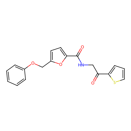 N-[2-oxo-2-(thiophen-2-yl)ethyl]-5-(phenoxymethyl)furan-2-carboxamide structure