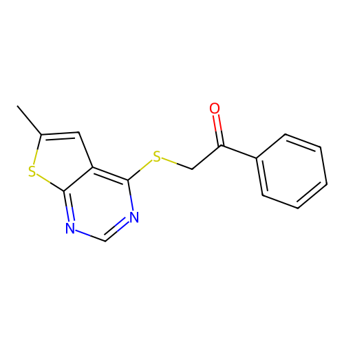 2-({6-Methylthieno[2,3-d]pyrimidin-4-yl}sulfanyl)-1-phenylethan-1-one structure