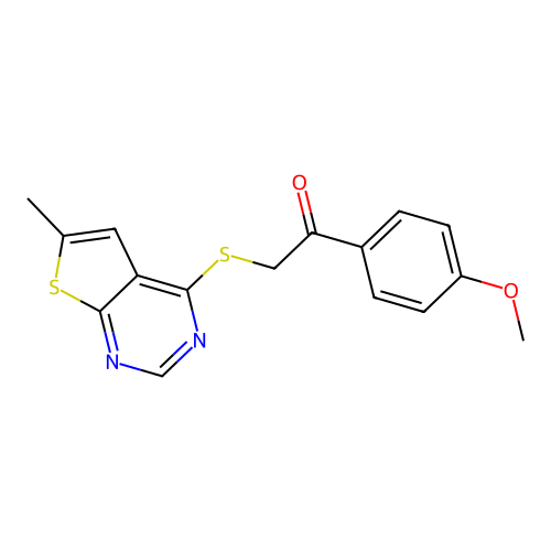 1-(4-Methoxyphenyl)-2-((6-methylthieno[2,3-d]pyrimidin-4-yl)thio)ethanone structure