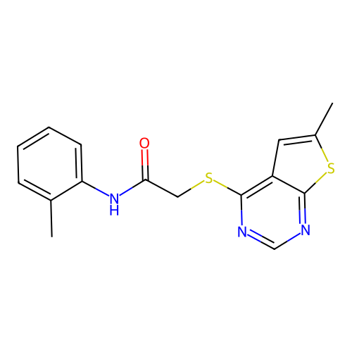 2-((6-methylthieno[2,3-d]pyrimidin-4-yl)thio)-N-(o-tolyl)acetamide structure