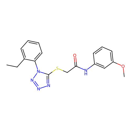 2-[1-(2-ethylphenyl)tetrazol-5-yl]sulfanyl-N-(3-methoxyphenyl)acetamide structure