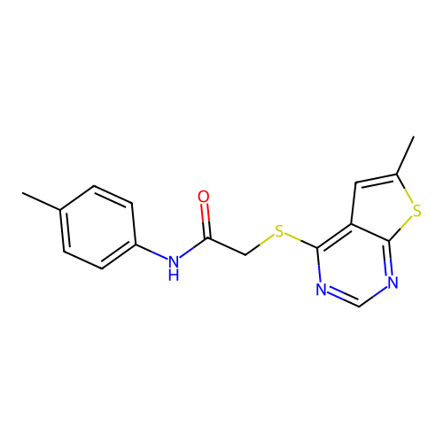 2-((6-methylthieno[2,3-d]pyrimidin-4-yl)thio)-N-(p-tolyl)acetamide structure