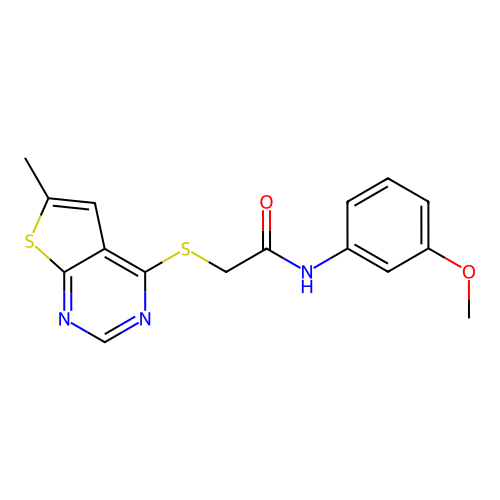 N-(3-methoxyphenyl)-2-(6-methylthieno[2,3-d]pyrimidin-4-yl)sulfanylacetamide structure