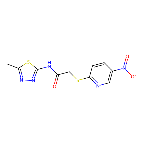 N-(5-methyl-1,3,4-thiadiazol-2-yl)-2-((5-nitropyridin-2-yl)thio)acetamide structure