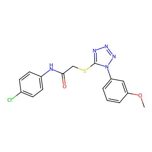 N-(4-chlorophenyl)-2-[1-(3-methoxyphenyl)tetrazol-5-yl]sulfanylacetamide structure
