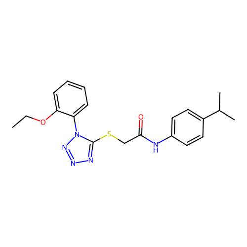 2-((1-(2-ethoxyphenyl)-1H-tetrazol-5-yl)thio)-N-(4-isopropylphenyl)acetamide structure