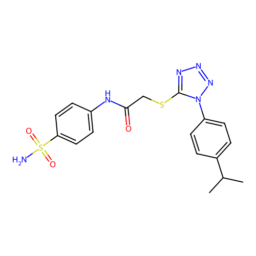 2-((1-(4-isopropylphenyl)-1H-tetrazol-5-yl)thio)-N-(4-sulfamoylphenyl)acetamide structure