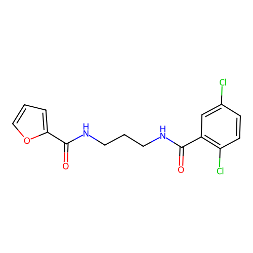 N-{3-[(2,5-dichlorobenzoyl)amino]propyl}-2-furamide structure