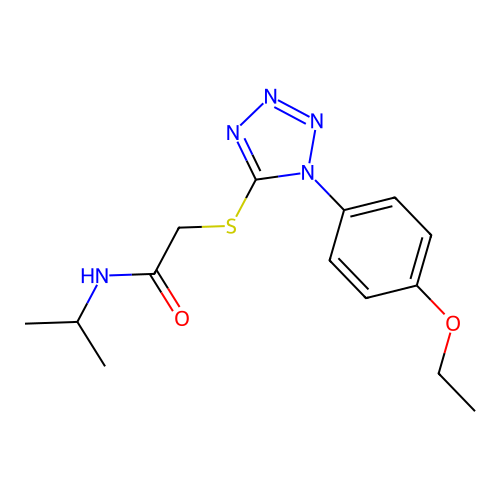 2-[1-(4-ethoxyphenyl)tetrazol-5-yl]sulfanyl-N-propan-2-ylacetamide structure