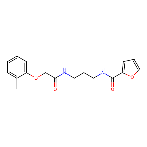 N-(3-{[2-(2-methylphenoxy)acetyl]amino}propyl)-2-furamide structure
