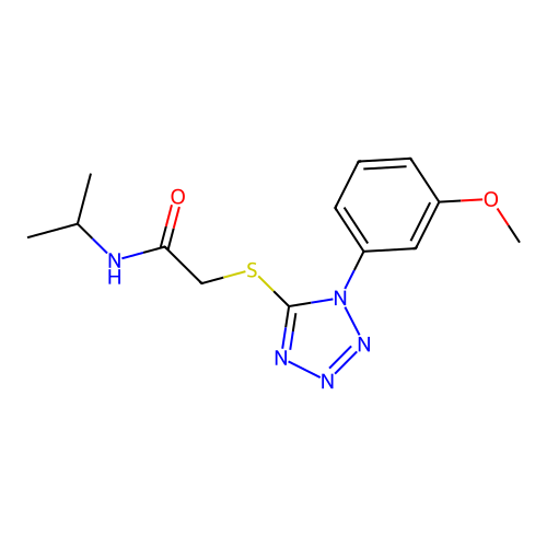 2-{[1-(3-methoxyphenyl)-1H-tetrazol-5-yl]sulfanyl}-N-(propan-2-yl)acetamide structure
