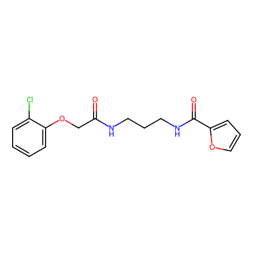 N-(3-{[2-(2-chlorophenoxy)acetyl]amino}propyl)-2-furamide structure