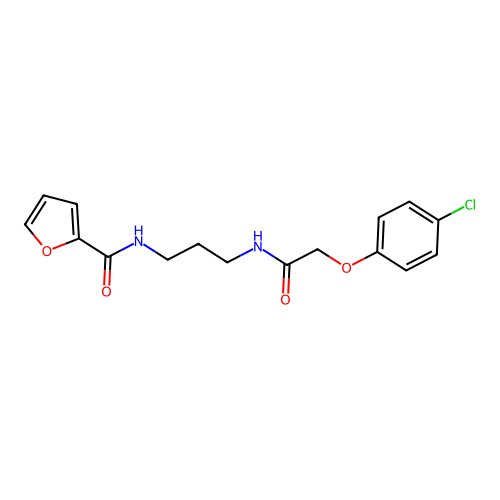 N-(3-{[2-(4-chlorophenoxy)acetyl]amino}propyl)-2-furamide structure