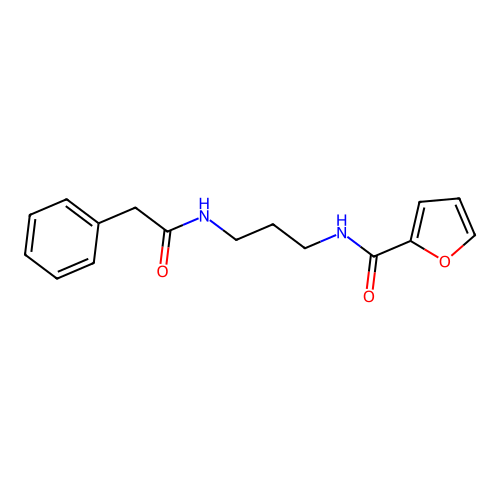 N-{3-[(2-phenylacetyl)amino]propyl}-2-furamide structure