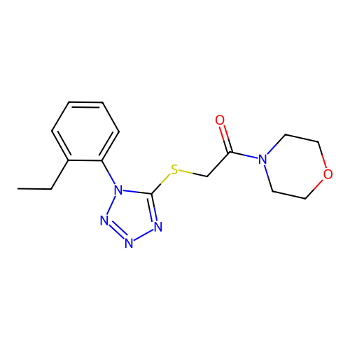 2-((1-(2-ethylphenyl)-1H-tetrazol-5-yl)thio)-1-morpholinoethanone structure