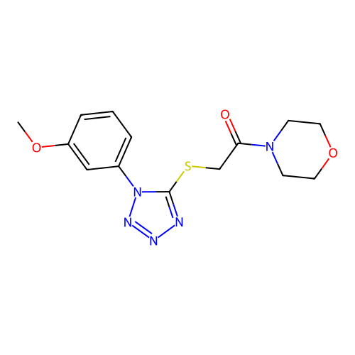 2-((1-(3-methoxyphenyl)-1H-tetrazol-5-yl)thio)-1-morpholinoethanone structure