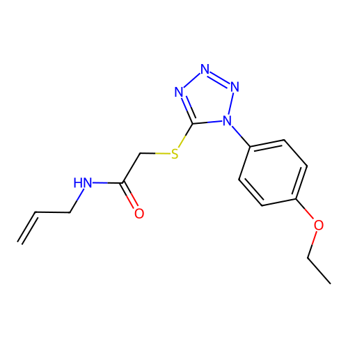 2-[1-(4-ethoxyphenyl)tetrazol-5-yl]sulfanyl-N-prop-2-enylacetamide structure