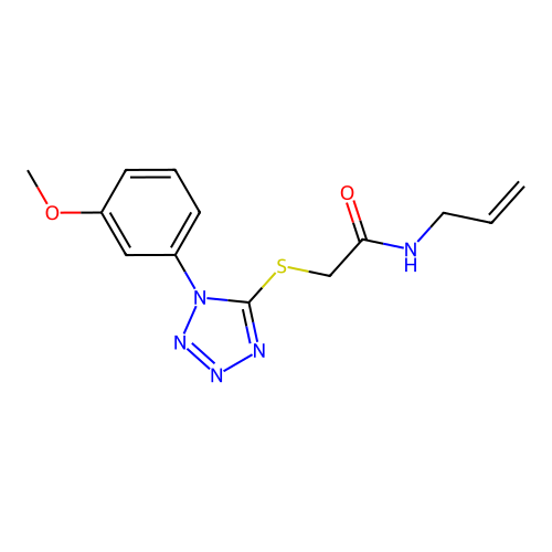 2-{[1-(3-methoxyphenyl)-1H-tetrazol-5-yl]sulfanyl}-N-(prop-2-en-1-yl)acetamide structure