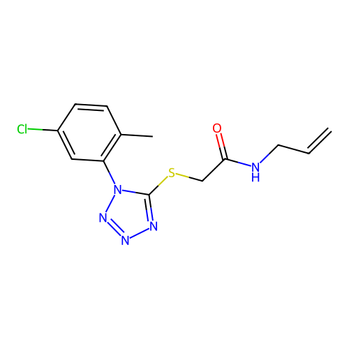 2-[1-(5-chloro-2-methylphenyl)tetrazol-5-yl]sulfanyl-N-prop-2-enylacetamide structure