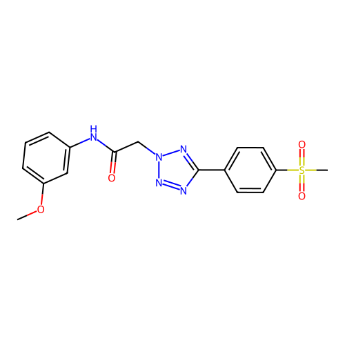N-(3-methoxyphenyl)-2-(5-(4-(methylsulfonyl)phenyl)-2H-tetrazol-2-yl)acetamide structure
