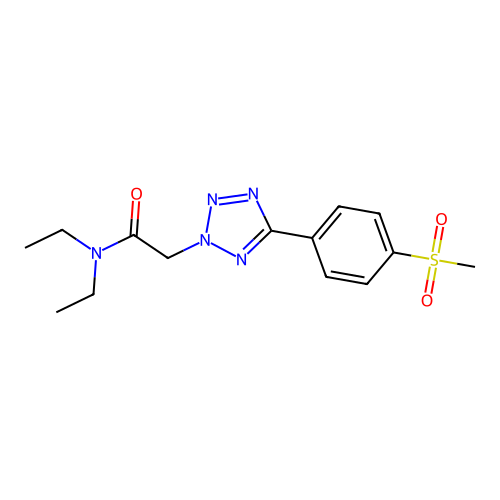 N,N-diethyl-2-[5-(4-methylsulfonylphenyl)tetrazol-2-yl]acetamide structure