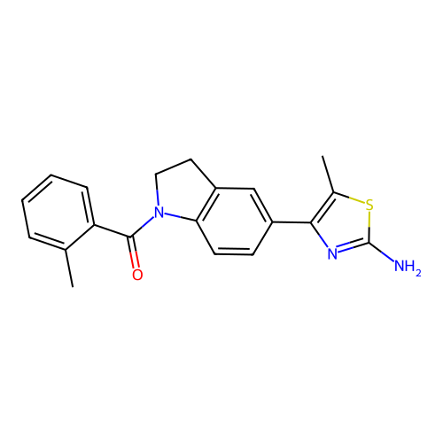 (5-(2-Amino-5-methylthiazol-4-yl)indolin-1-yl)(o-tolyl)methanone structure