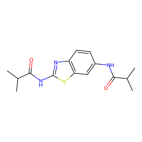 2-methyl-N-[2-(2-methylpropanoylamino)-1,3-benzothiazol-6-yl]propanamide structure