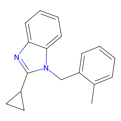 2-cyclopropyl-1-[(2-methylphenyl)methyl]-1H-1,3-benzodiazole structure