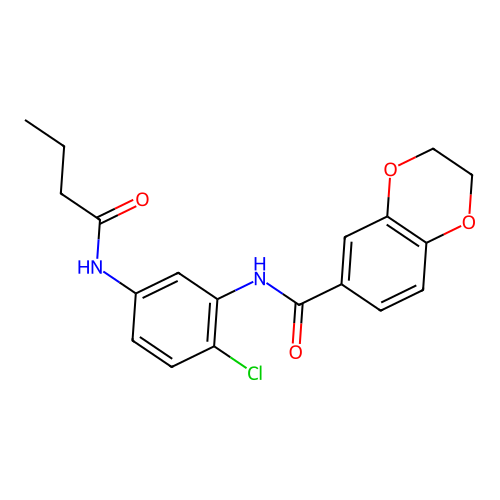 N-[5-(butanoylamino)-2-chlorophenyl]-2,3-dihydro-1,4-benzodioxine-6-carboxamide structure